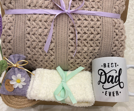 Dad’s Cozy Haven | Premium Knit Blanket Gift Set for Dad