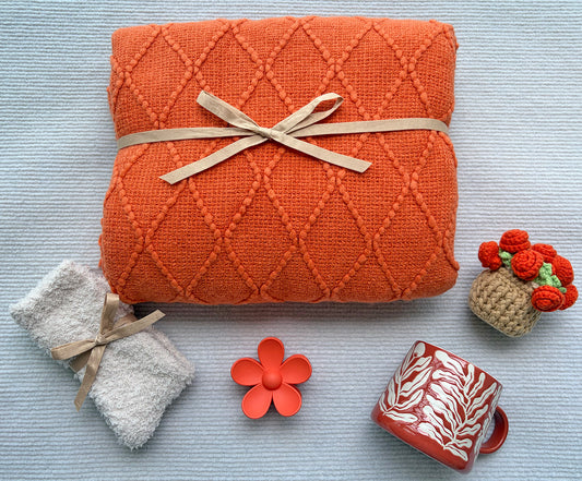 Vibrant Burnt Orange Fall Floral Self-Care Gift Box for Her Warm Harvest Comfort Set komorebi INC