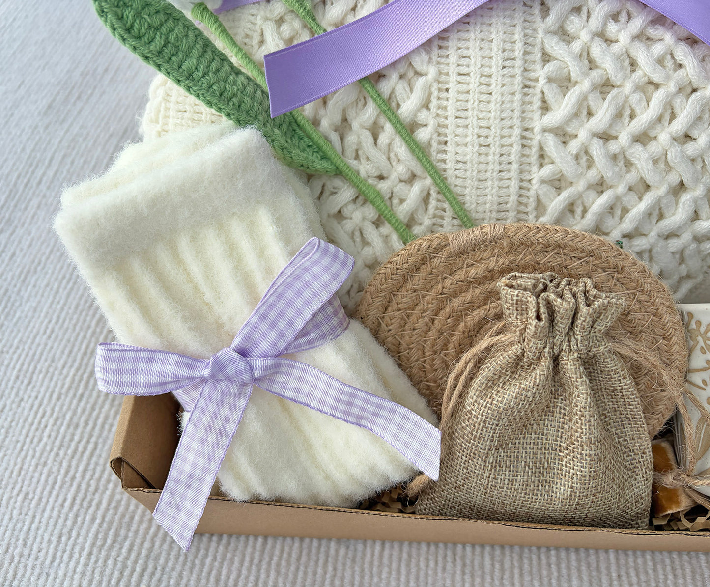 Soft Cream Lilac Cozy Gift Box for Her – Self Care Gift Box komorebi INC