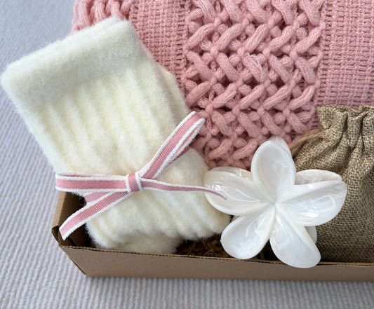 Blush Pink Boho Farmhouse Self-Care Gift Box for Her – Gentle Calm Relaxation Set komorebi INC