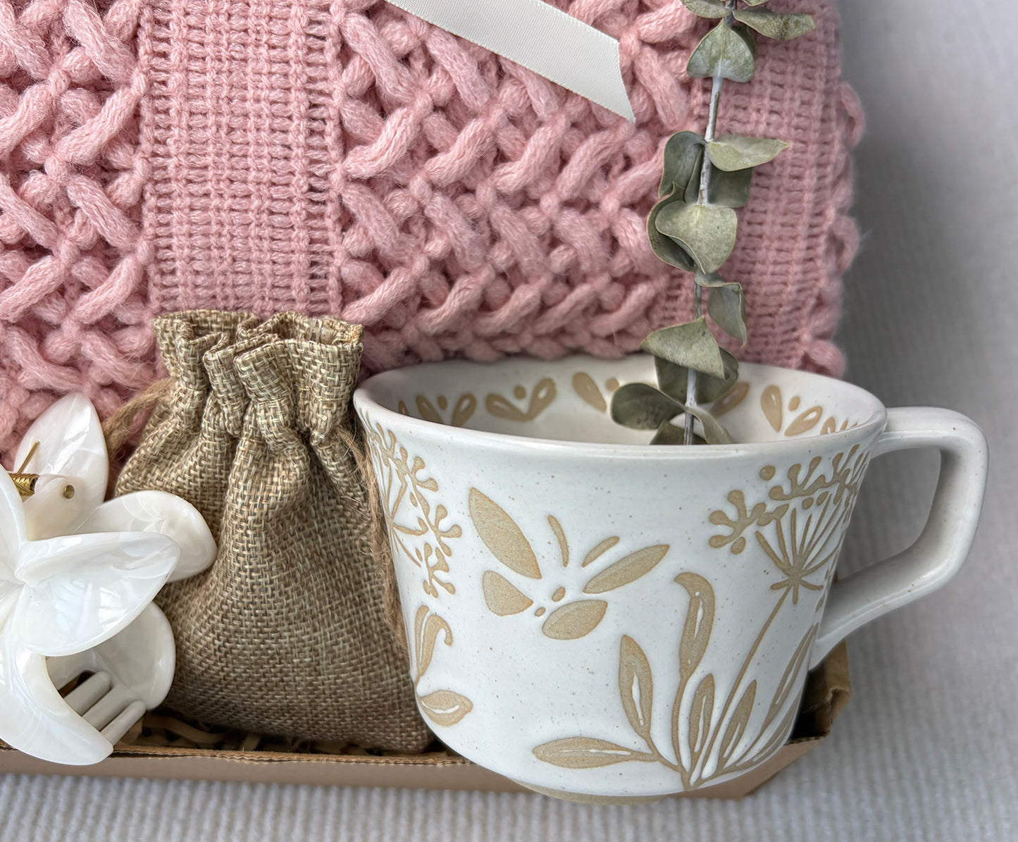 Blush Pink Boho Farmhouse Self-Care Gift Box for Her – Gentle Calm Relaxation Set komorebi INC