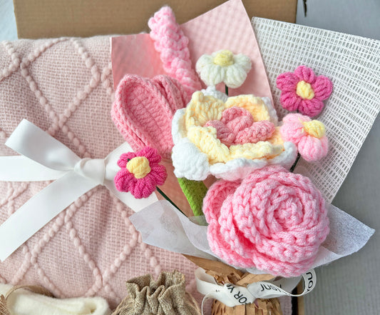 Thank You Box with Handmade Crochet Flowers | Cozy Self Care Essentials komorebi INC