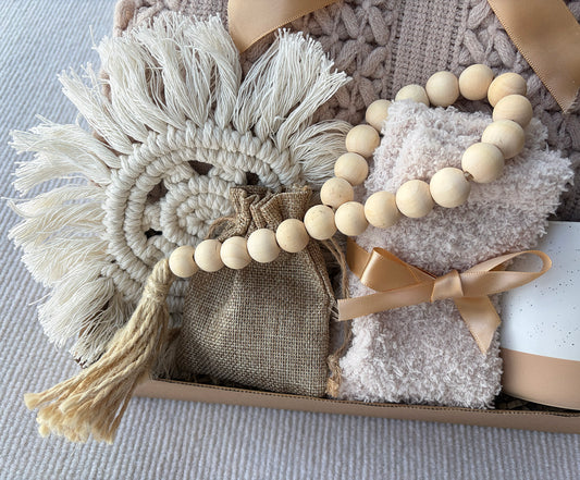 Warm Neutral Farmhouse Self-Care Gift Box for Her – Cozy Calm Relaxation Set komorebi INC