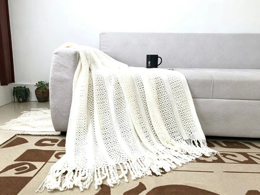 Cozy knit throw blanket for custom self-care gift box decor