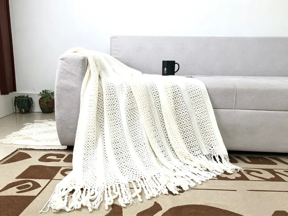 Cozy knit throw blanket for custom self-care gift box decor