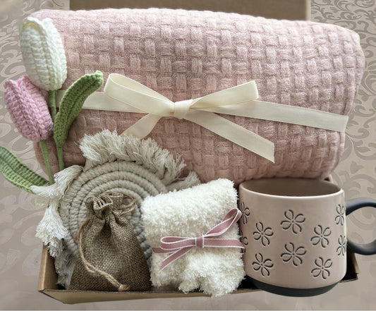 Blush Pink Blanket Gift Box | Spring Pink Care Package