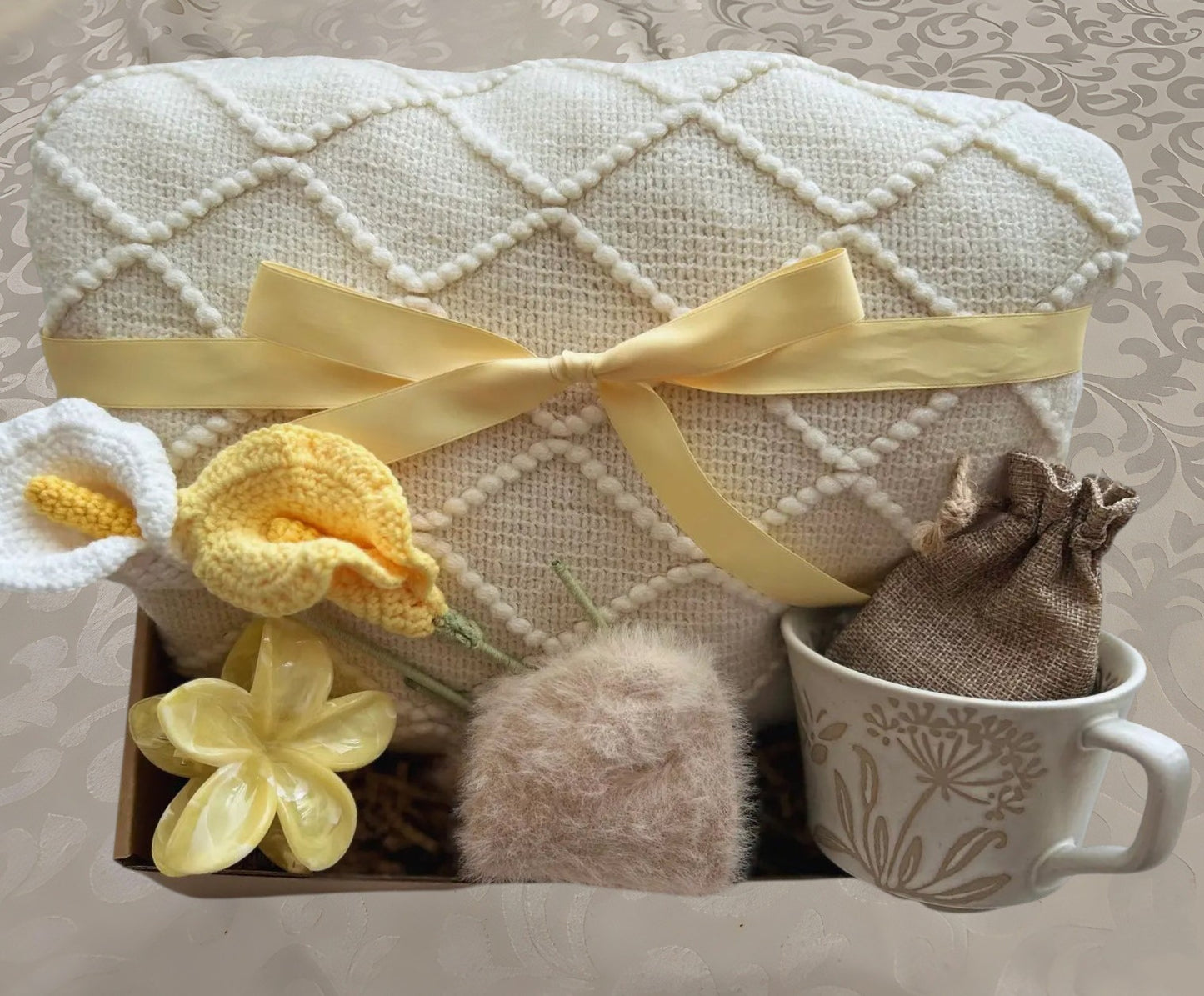 Cream & Yellow Cozy Gift Box | Soft Neutral Care Package