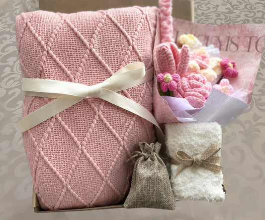 Forever Flower Self Care Gift Box | Blush Pink Crochet Package