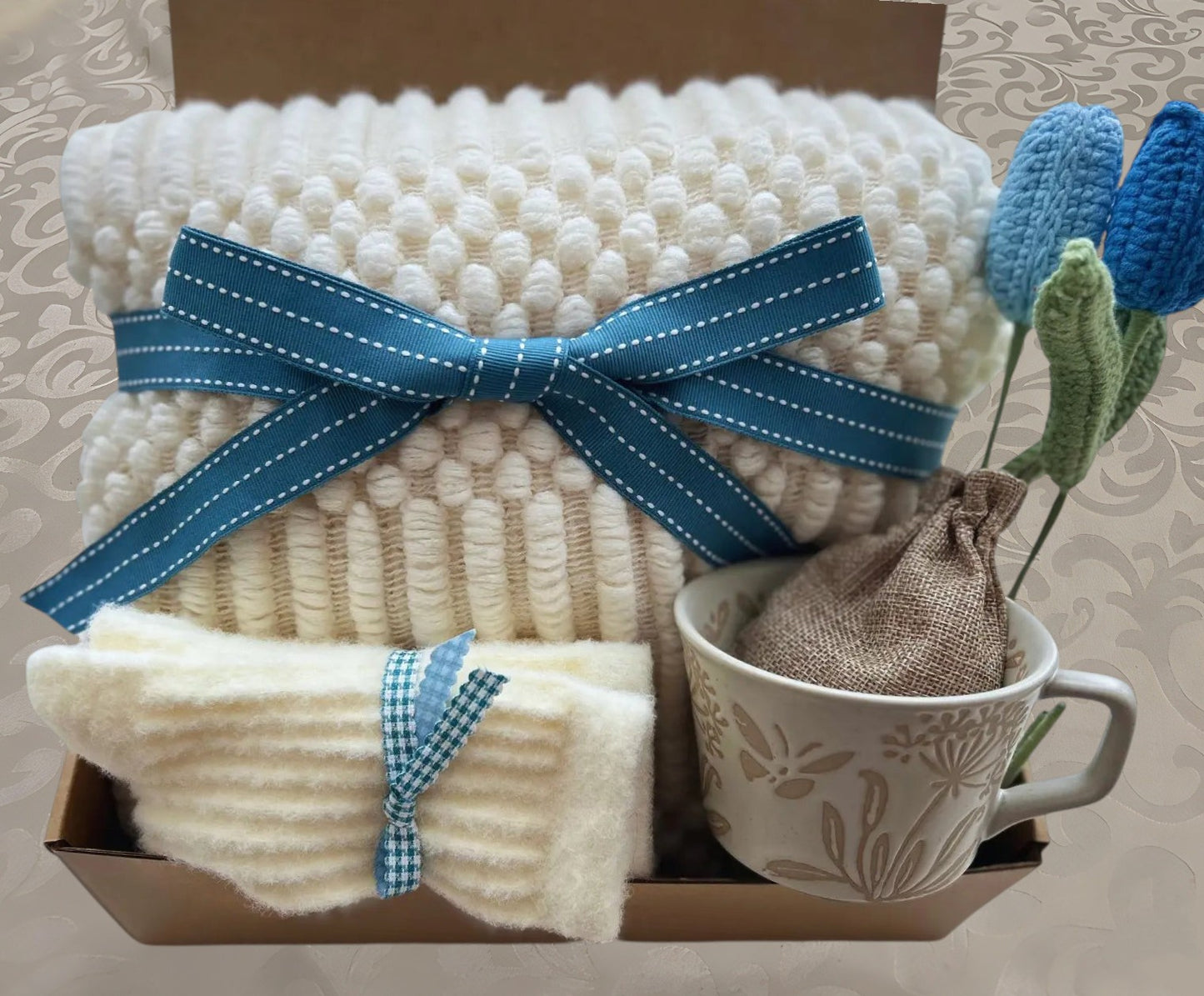 Serene Blue & Cream Gift Box | Cozy Neutral Care Package