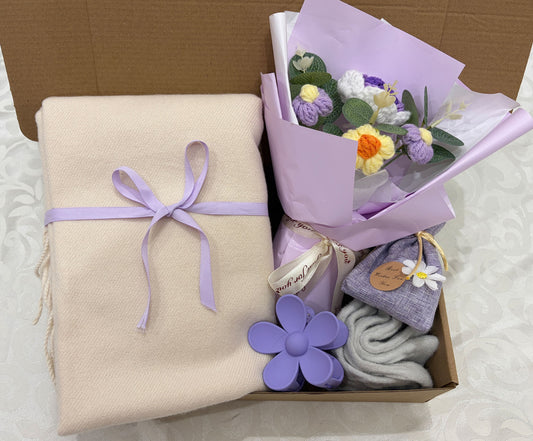 Soft Lavender & Cream Care Package | Scarf Gift Box