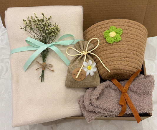 Warm Earth-Toned Care Package | Scarf & Basket Gift Box