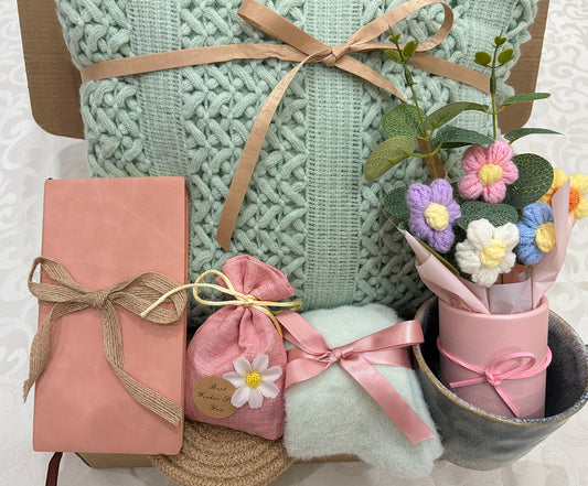 Loving & Warm Sage Green | Comfort Soft Cozy Knit Blanket Gift Set