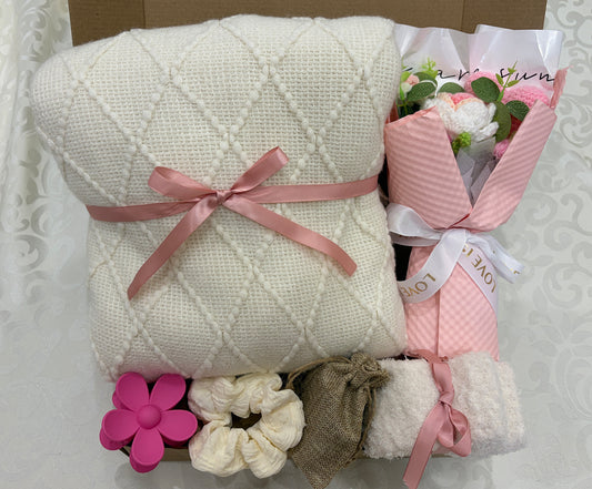 Whisper & Bloom | Luxury Cream Handmade Self-Care Gift Basket for Her