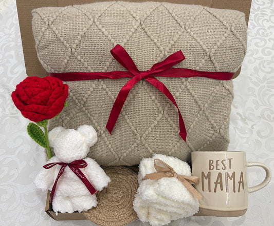 Cozy Comfort | Cream Knit Blanket Gift Set for Mom & Loved Ones