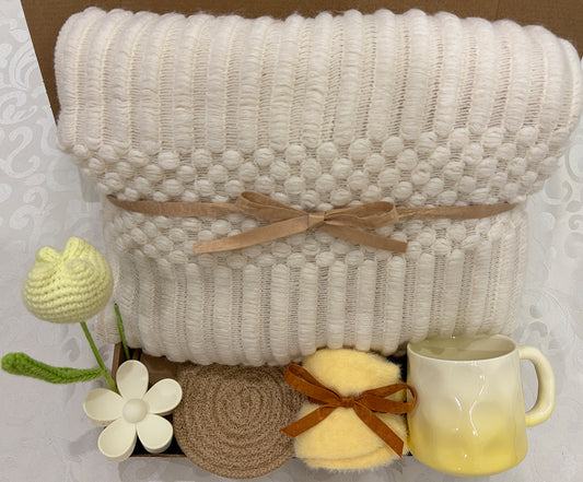 Cream Yellow | Cozy Comfort Fluffy Throw Blanket Gift Set