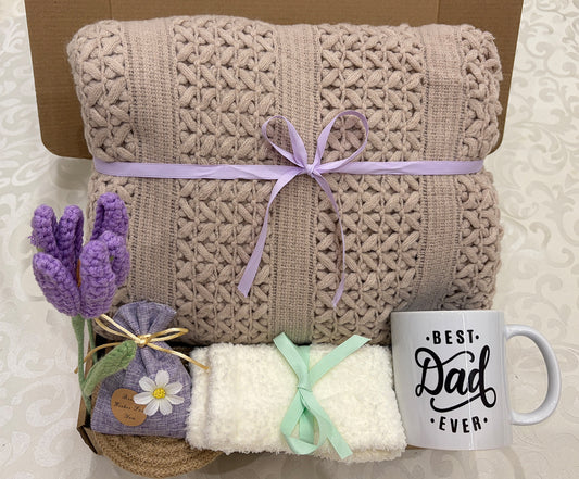 Dad’s Cozy Haven | Premium Knit Blanket Gift Set for Dad