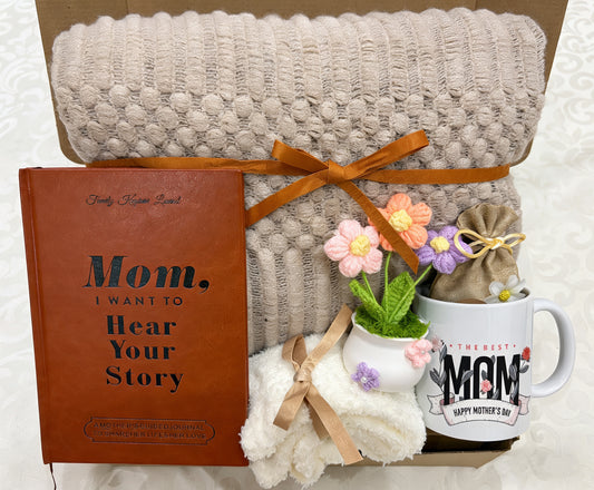 Mom Keepsake | Journal & Soft Blanket Gift Basket Gift for Her