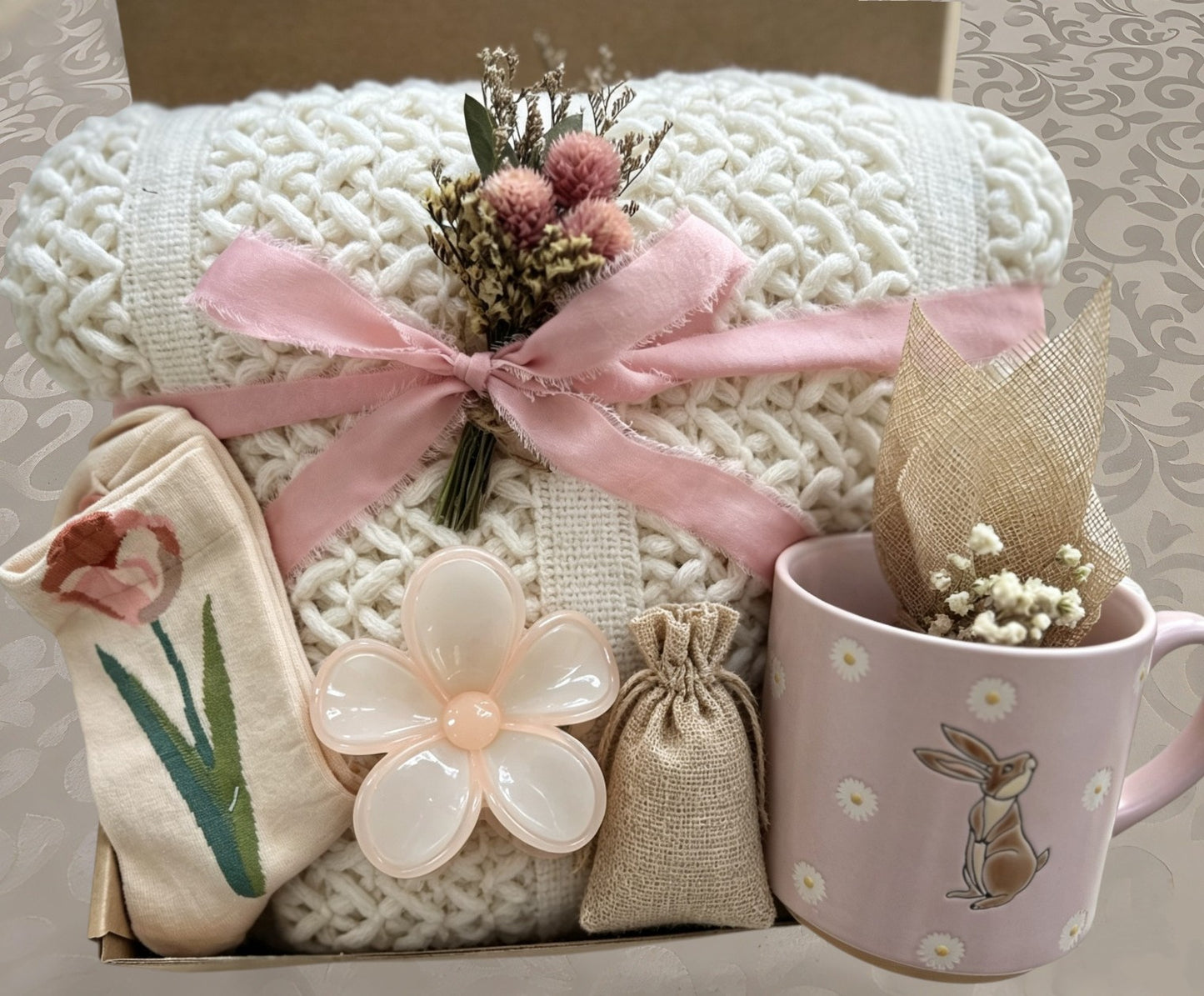 Pastel Cozy Gift Box | Soft Pink & White Care Package