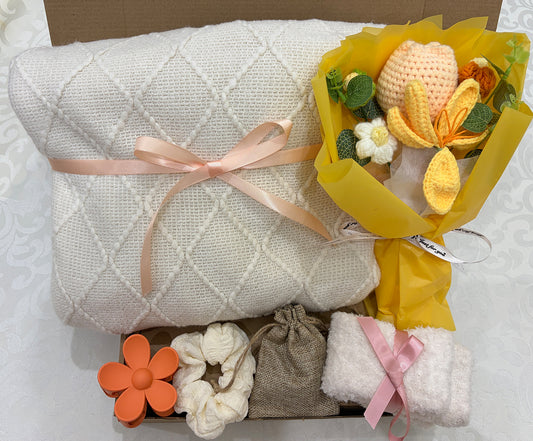 Sunny Hush | Luxury Cream Handmade Self-Care Gift Basket for Her