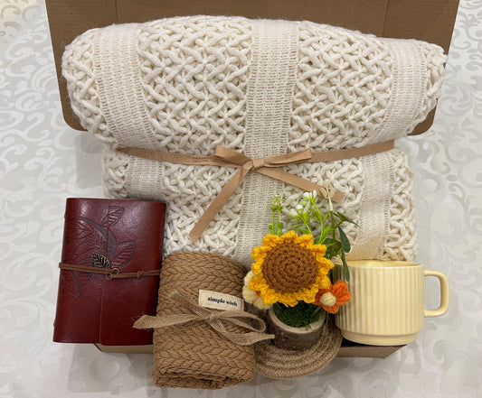 Thoughtful Sunflower | Sentimental Self Care Blanket Gift Set