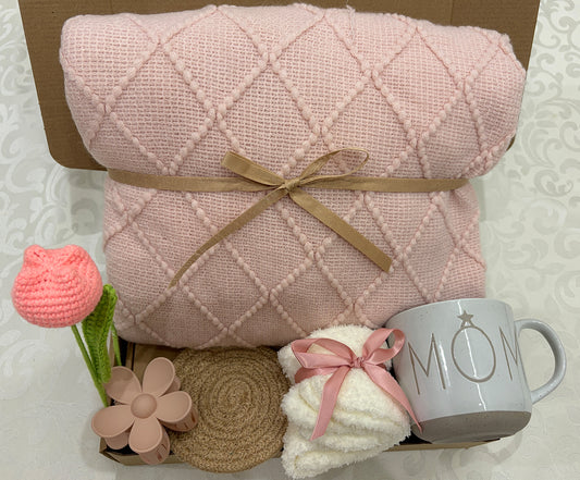 Warmth & Comfort | Blush Knit Blanket Gift Set for Mom & Loved Ones