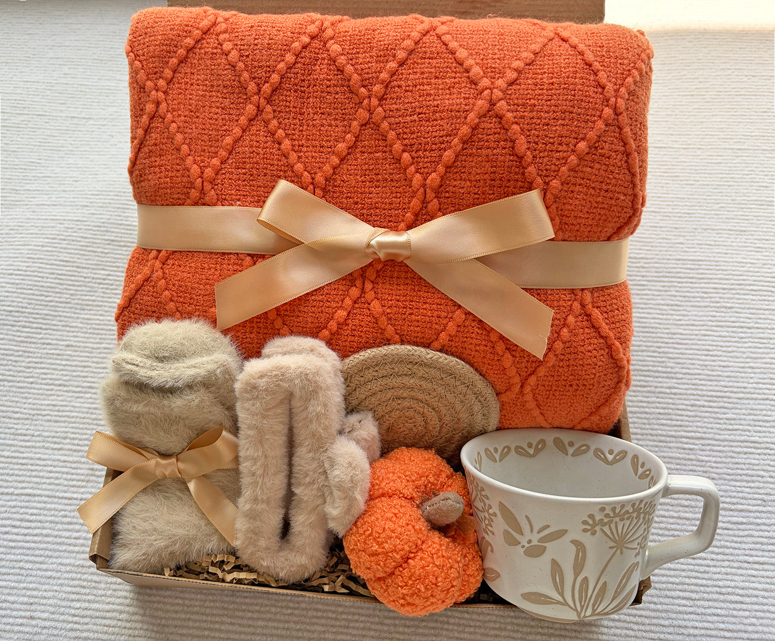 Vibrant Orange Fall Harvest Self-Care Gift Box for Women Warm Autumn Cozy Set komorebi INC