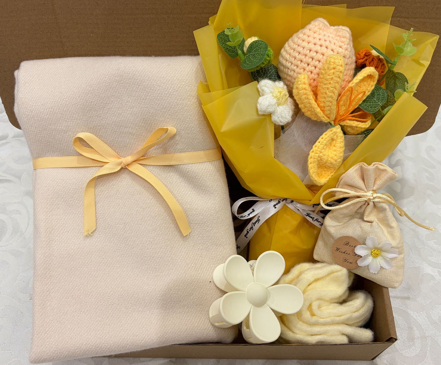 Sunny Yellow & Cream Care Package | Scarf Gift Box