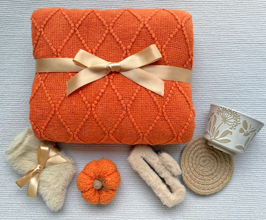 Vibrant Orange Fall Harvest Self-Care Gift Box for Women Warm Autumn Cozy Set komorebi INC
