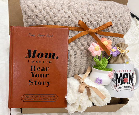 Mom Keepsake | Journal & Soft Blanket Gift Basket Gift for Her