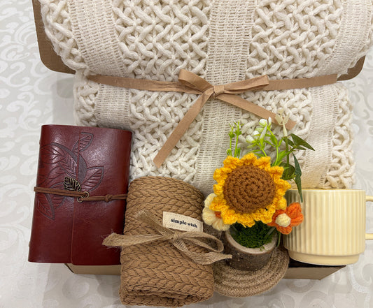 Thoughtful Sunflower | Sentimental Self Care Blanket Gift Set