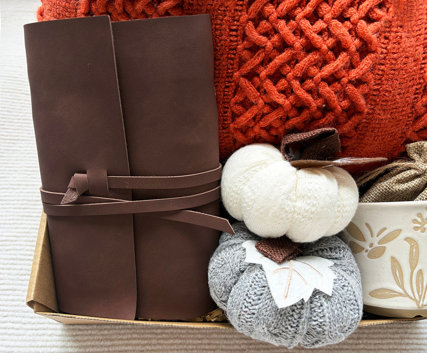 Cozy Fall Gift Basket with Blanket and Pumpkin,Boho Aesthetic Gift Basket for Women komorebi INC