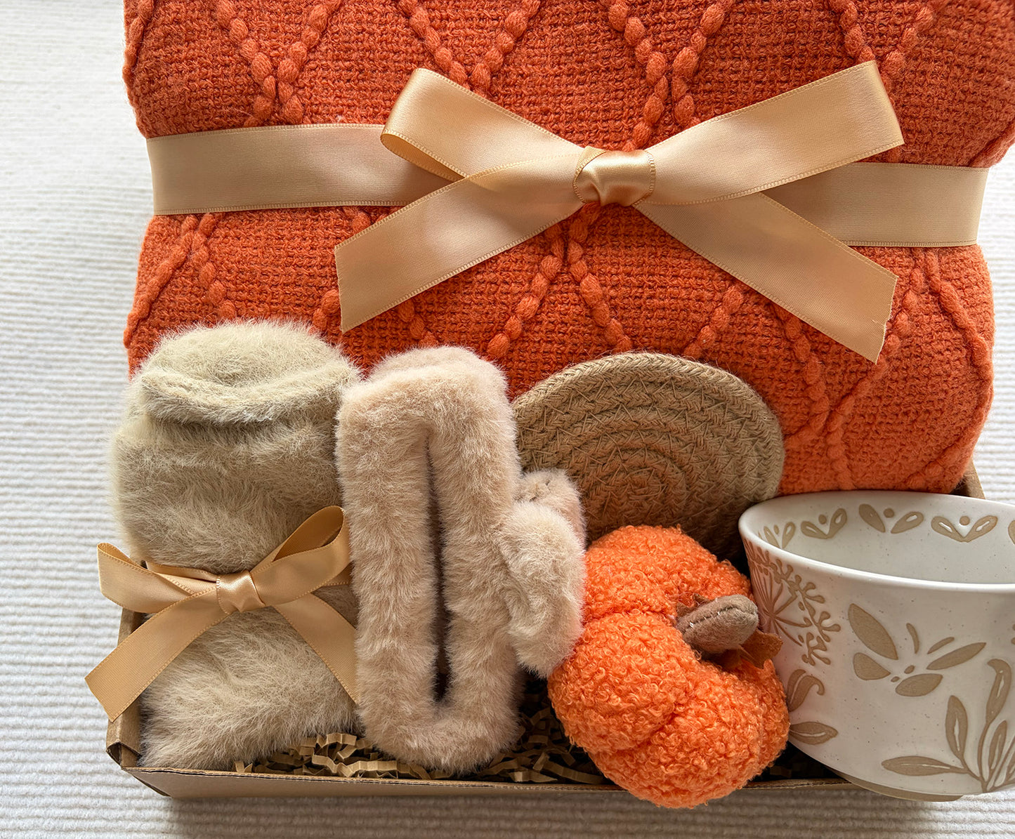 Vibrant Orange Fall Harvest Self-Care Gift Box for Women Warm Autumn Cozy Set komorebi INC