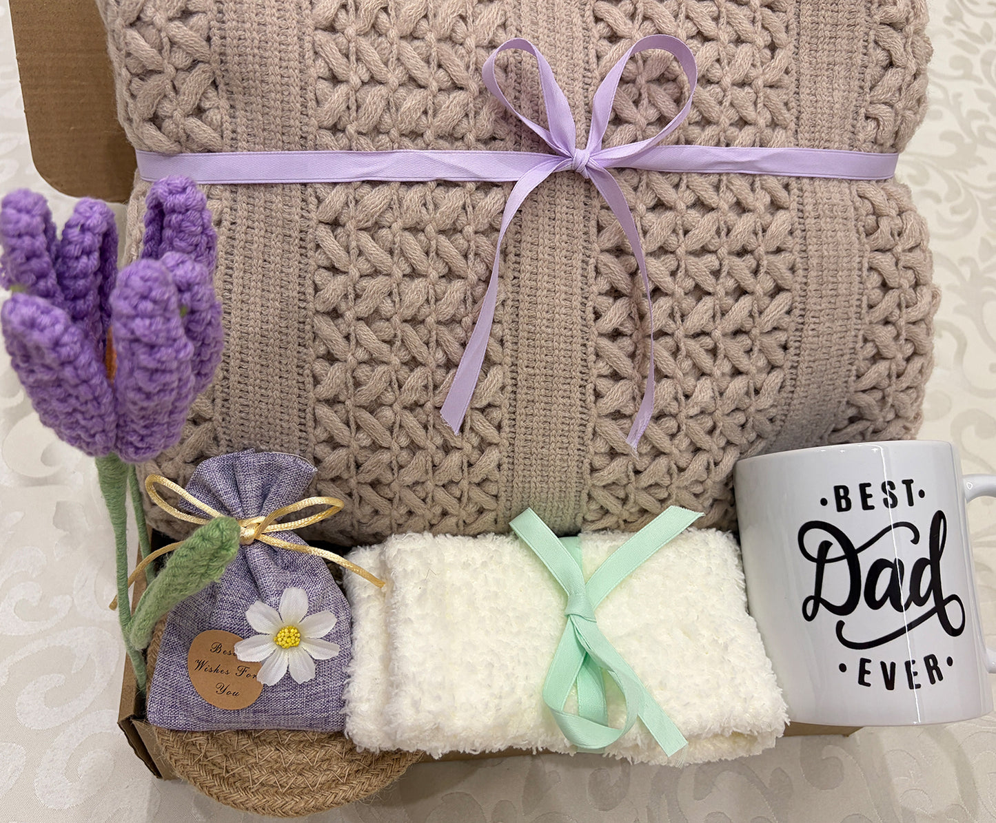 Dad’s Cozy Haven | Premium Knit Blanket Gift Set for Dad