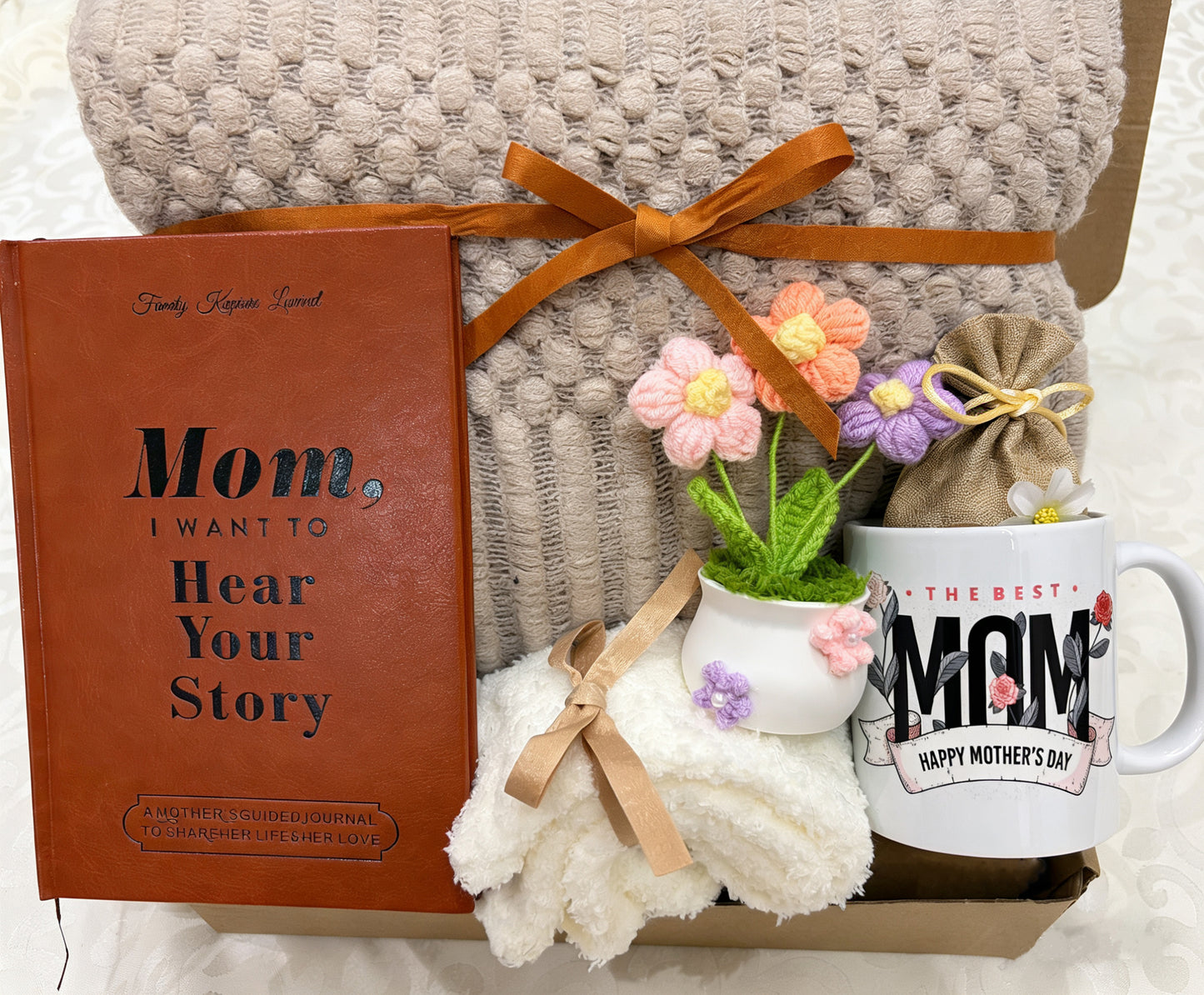 Mom Keepsake | Journal & Soft Blanket Gift Basket Gift for Her