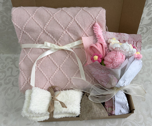Forever Flower Self Care Gift Box | Blush Pink Crochet Package