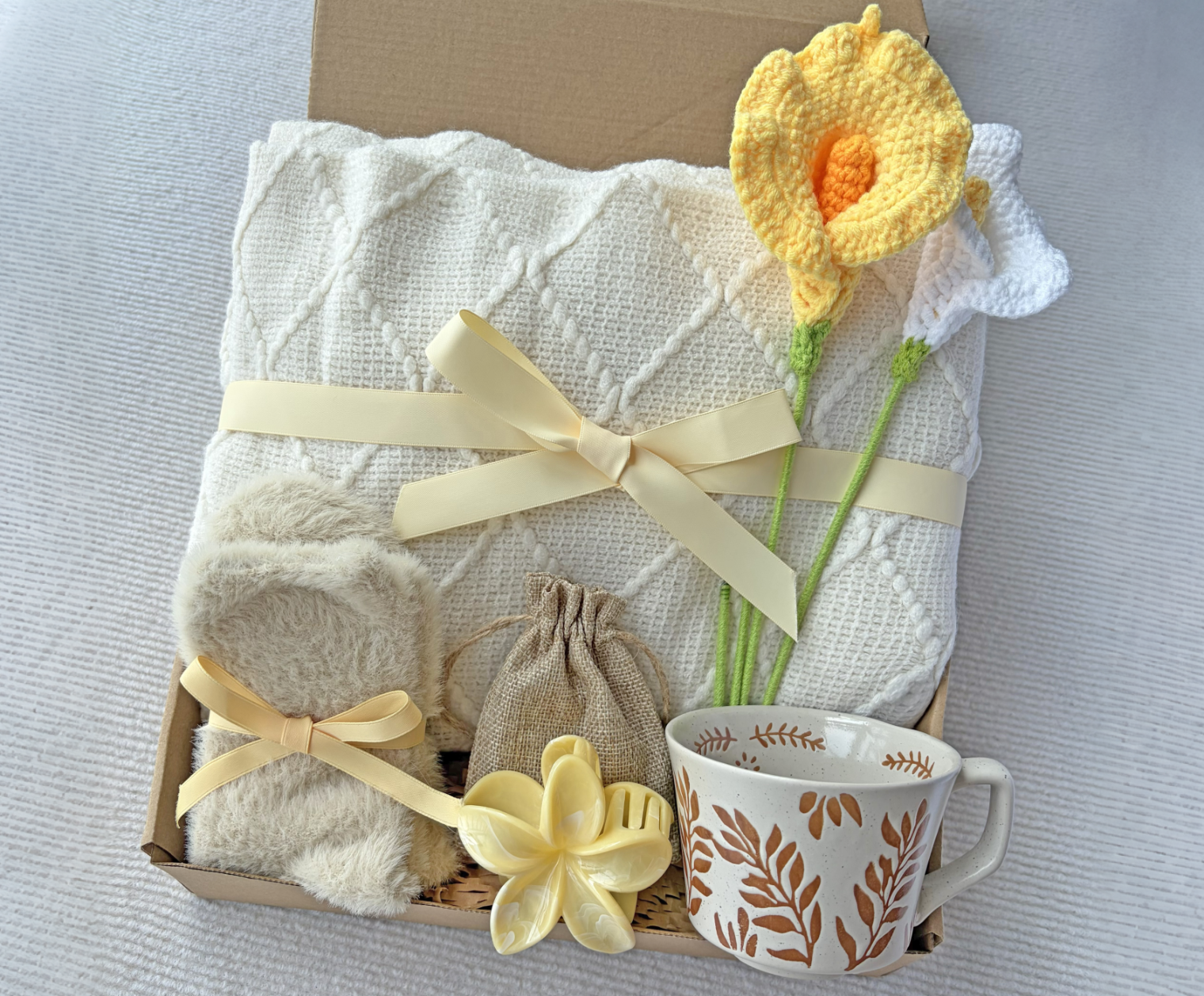 Cream & Yellow Cozy Gift Box | Soft Neutral Care Package komorebi INC