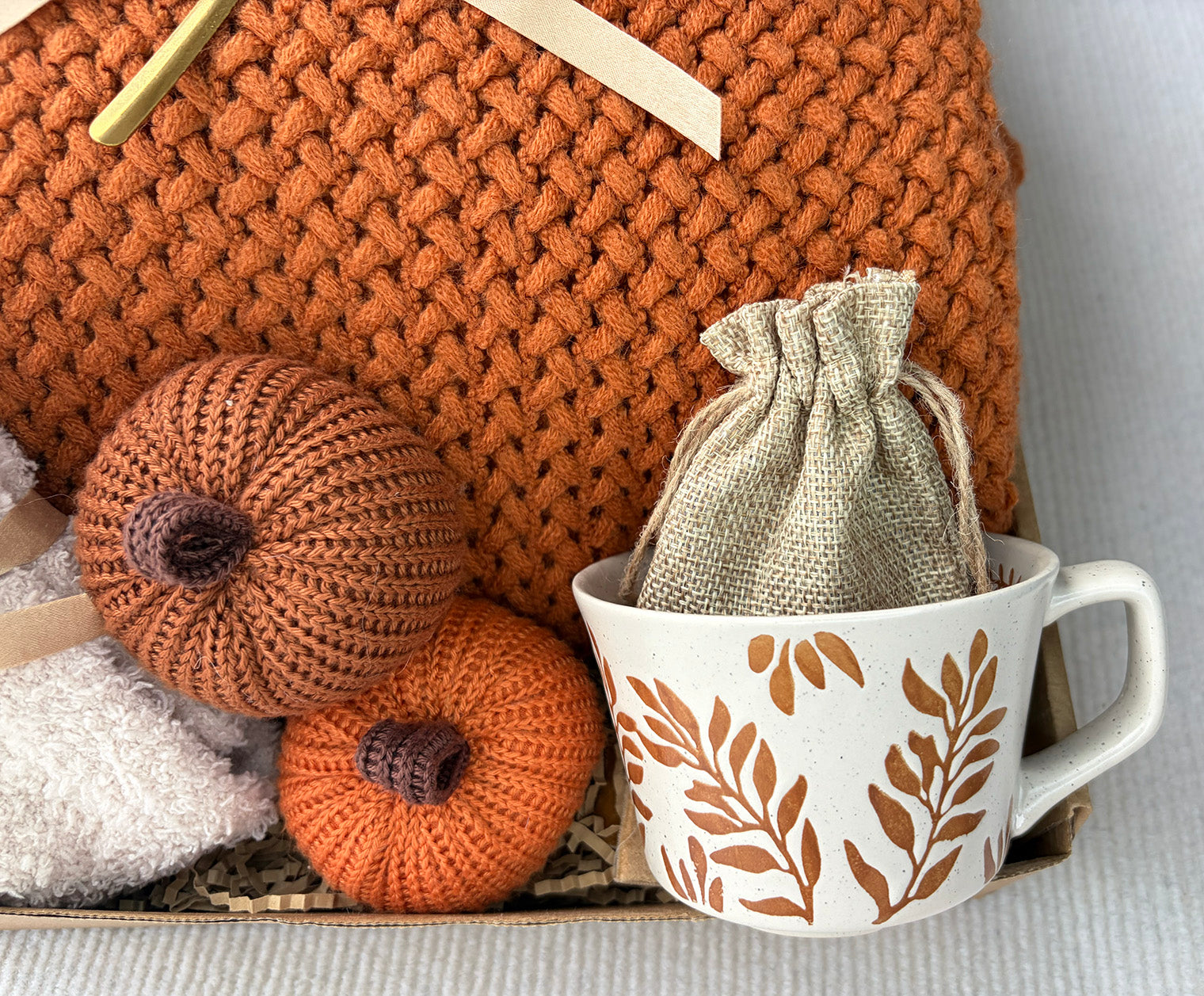 Burnt-Orange Fall Cozy Gift Basket for Her - Nestlygift