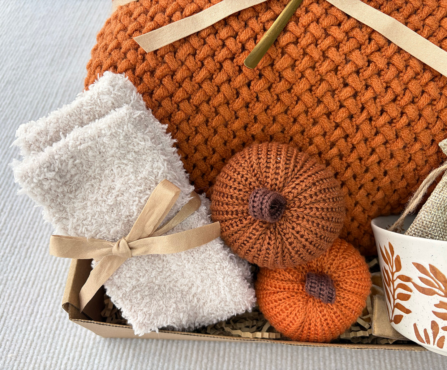 Burnt-Orange Fall Cozy Gift Basket for Her - Nestlygift
