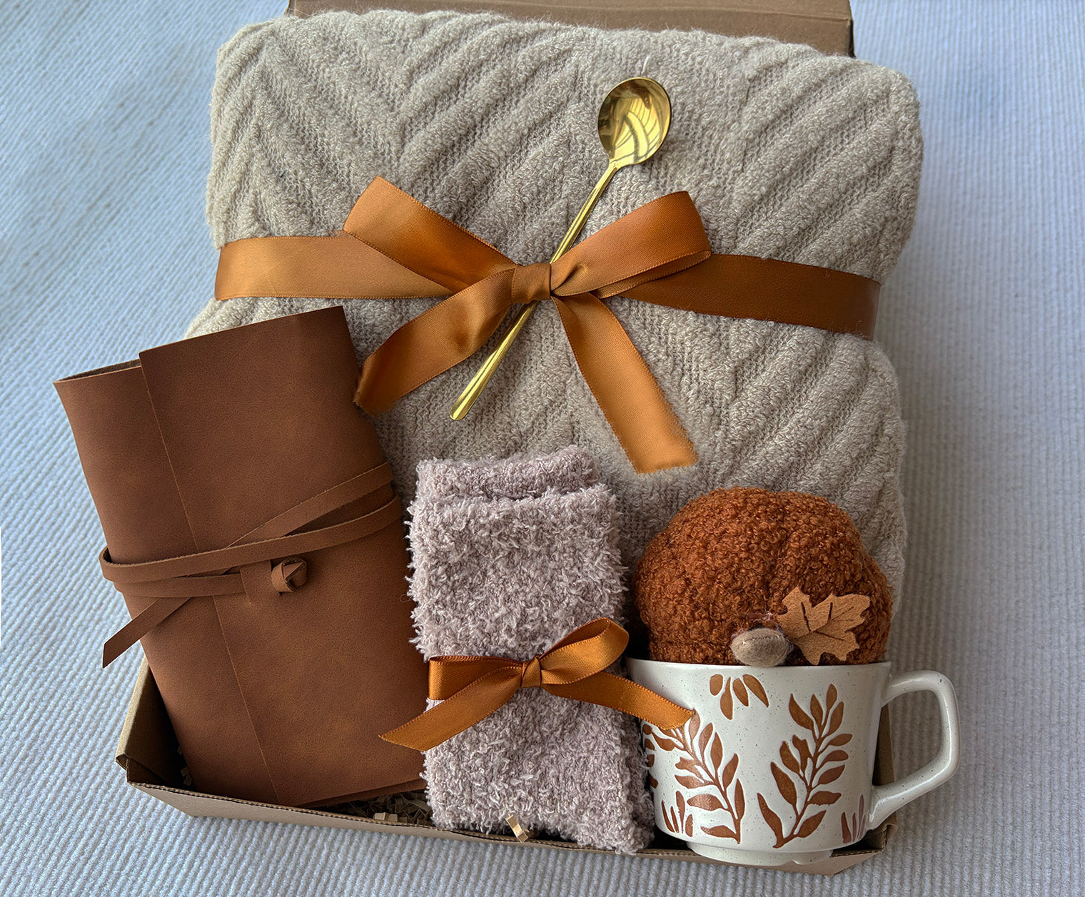 Cozy Neutral Fall Gift Basket for Her - Nestlygift