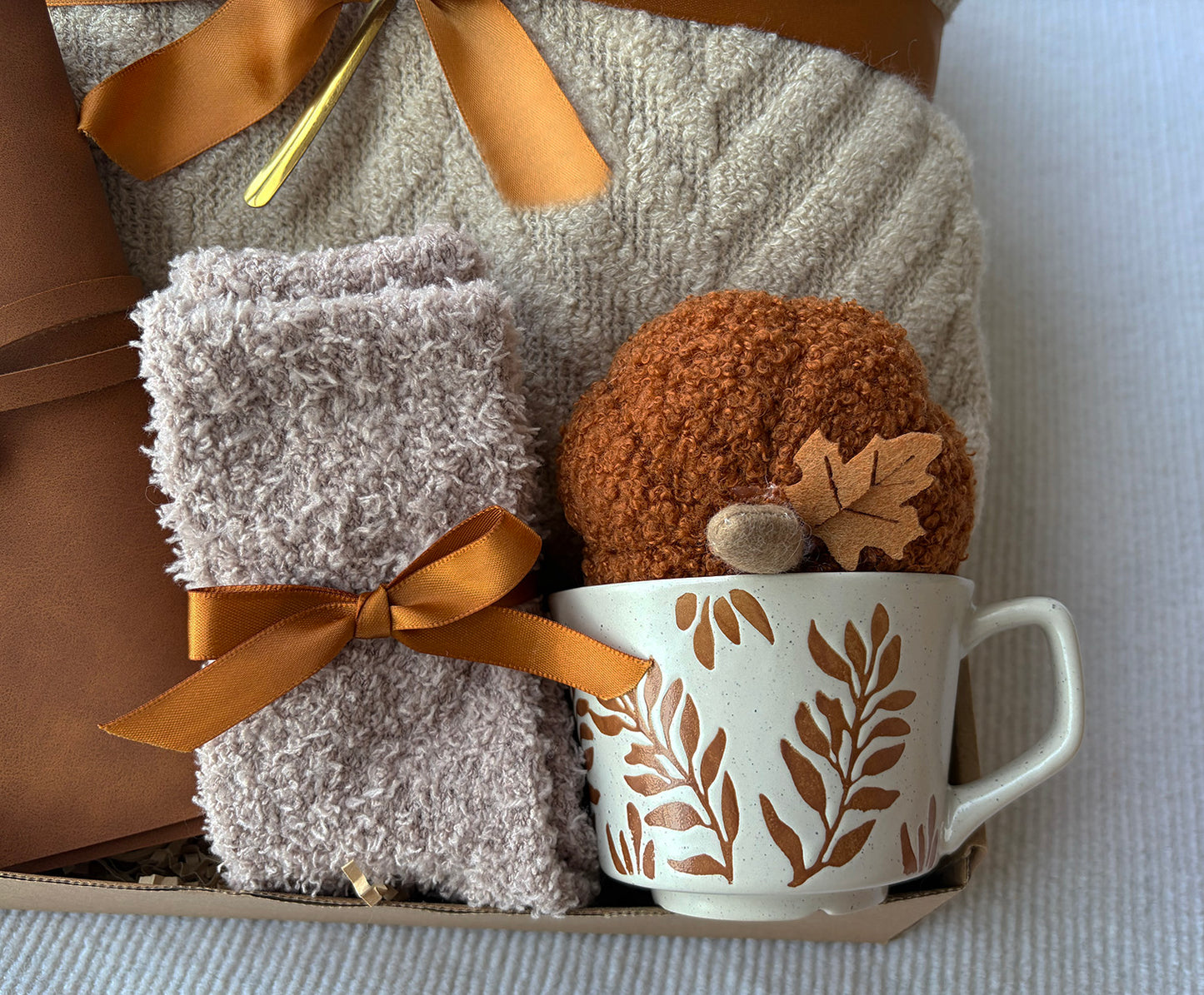 Cozy Neutral Fall Gift Basket for Her - Nestlygift