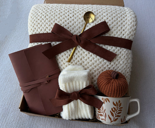 Cream Fall Cozy Gift Basket for Her - Nestlygift
