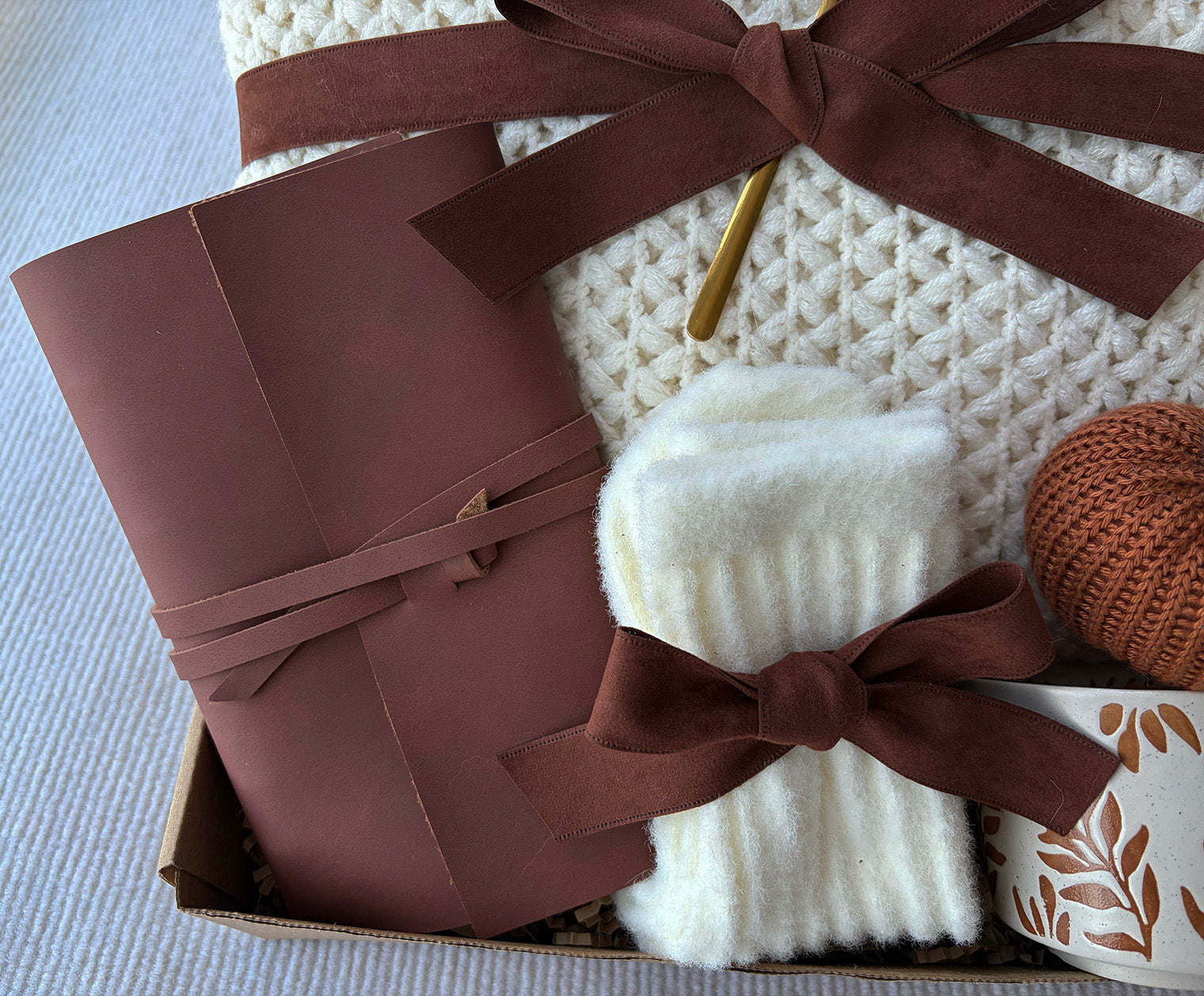 Cream Fall Cozy Gift Basket for Her - Nestlygift
