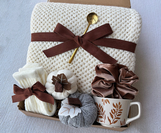 Neutral Fall Cozy Gift Basket for Her - Nestlygift