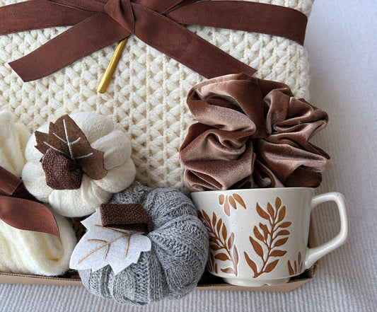 Neutral Fall Cozy Gift Basket for Her - Nestlygift