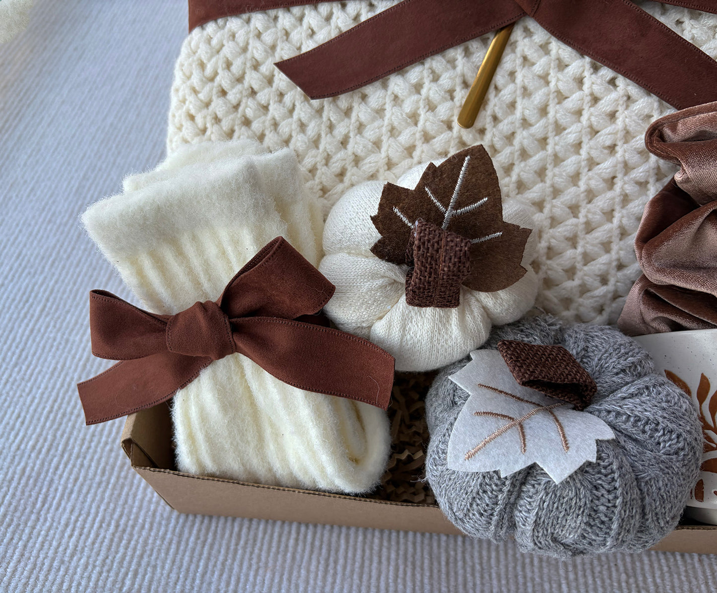 Neutral Fall Cozy Gift Basket for Her - Nestlygift