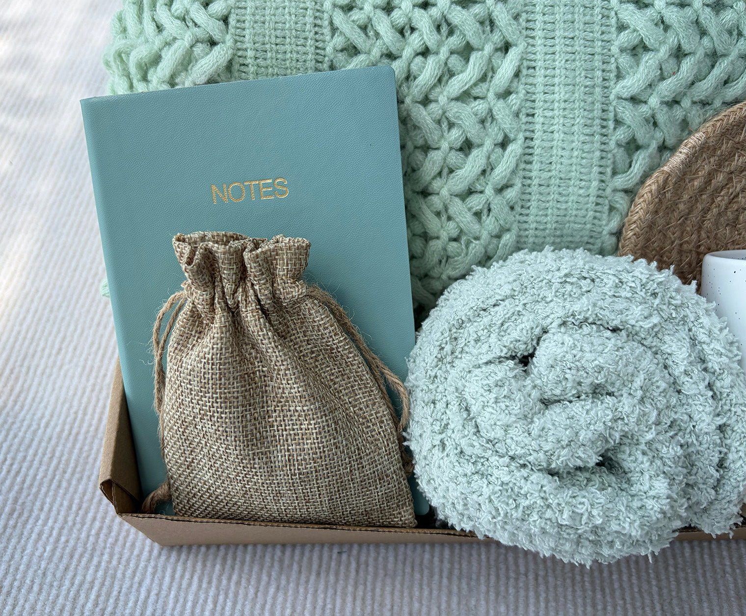 Soft Sage Green Minimalist Self-Care Gift Box for Her – Calm Neutral Work & Relaxation Set komorebi INC