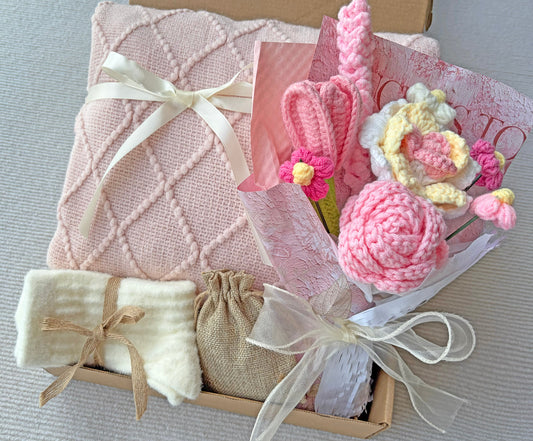 Forever Flower Self Care Gift Box | Blush Pink Crochet Package komorebi INC