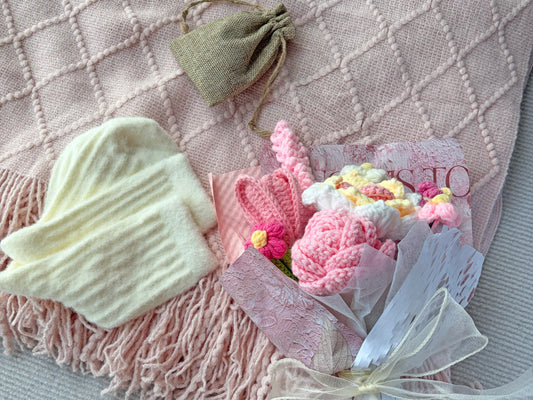 Forever Flower Self Care Gift Box | Blush Pink Crochet Package komorebi INC