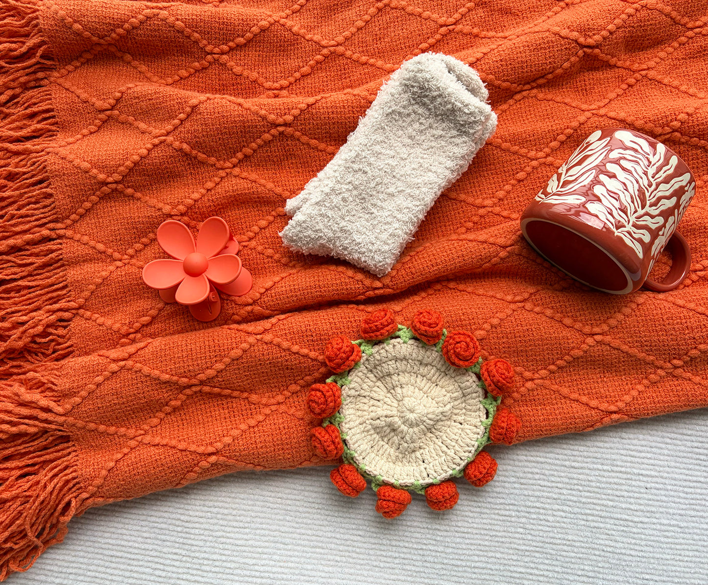 Vibrant Burnt Orange Fall Floral Self-Care Gift Box for Her Warm Harvest Comfort Set komorebi INC