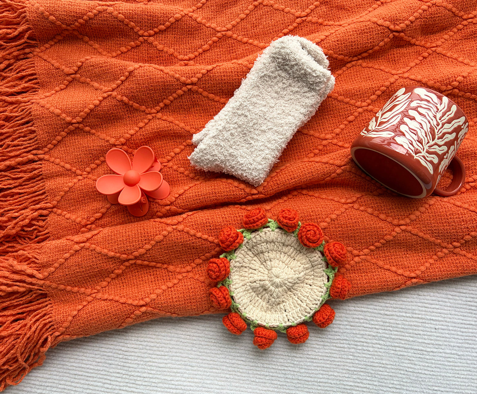 Vibrant Burnt Orange Fall Floral Self-Care Gift Box for Her Warm Harvest Comfort Set komorebi INC